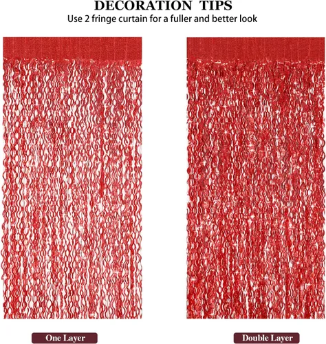 Miniatura 5 de 3 paquetes de cortinas de fondo rojas - CYLMFC 1 x 2 metros, cortinas de fondo de papel de aluminio con lentejuelas para decoraciones de cumpleaños