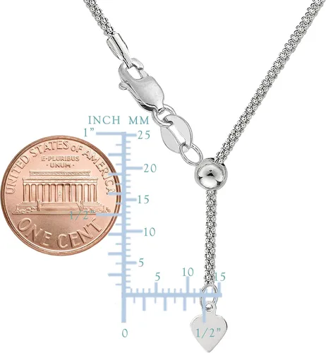 Miniatura 2 de Collar de cadena ajustable de oro blanco de 14 quilates 0051in 220in
