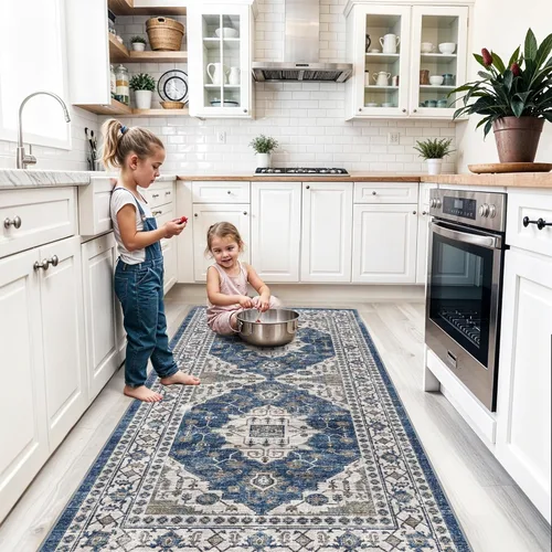Miniatura 142 de Alfombra lavable para pasillo - 2x7 alfombras de cocina, alfombra para entrada, alfombra vintage, suave, alfombra antideslizante para piso, alfombra