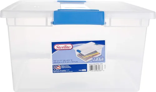 Miniatura 13 de Sterilite Paquete de 18 cajas de clip, contenedores apilables de plástico transparente con tapas de cierre, tamaño pequeño, suministros