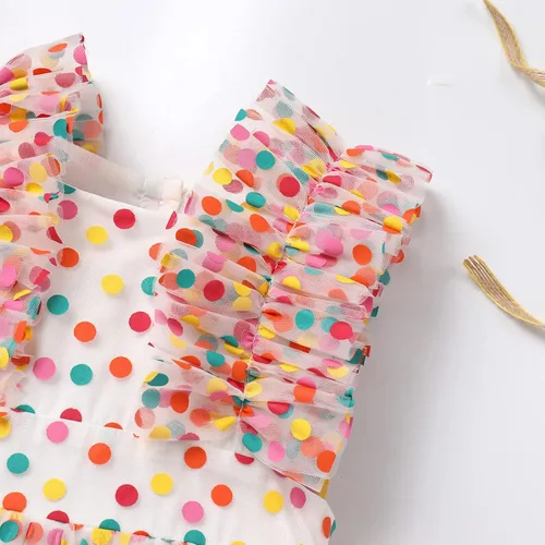 Miniatura 6 de Baby Girls 1st Birthday Outfit Colorful Polka Dots Romper Princess Party Tutu Dress Cake Smash Clothes for Photo Shoot