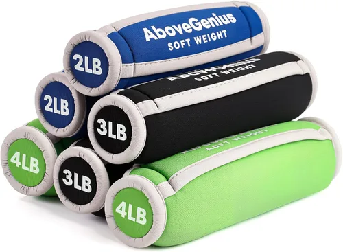 AboveGenius - Pesas de mano para mujeres y hombres, juego de mancuernas suaves de 6 (1 libra, 2 libras, 3 libras cada paquete) para juegos de pesas