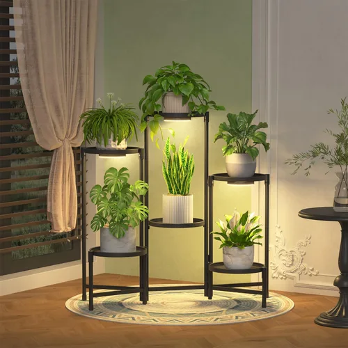 Miniatura 30 de iDavosic.ly Soporte grande para plantas de 6 niveles para interiores, 10 pulgadas de ancho de metal de esquina alta para múltiples plantas, estante