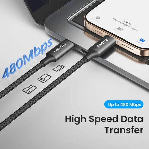 Miniatura 4 de etguuds Cable USB C a USB C de 240 W de 6 pies, paquete de 2, cable de carga tipo C de carga súper rápida para iPhone 17 16 15 Series, Samsung