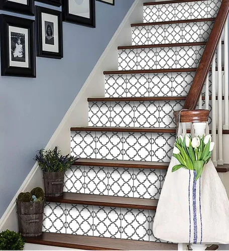 Miniatura 9 de Mi Alma calcomanías para azulejos en blanco y negro para despegar y pegar calcomanías de azulejos, 24 unidades, para azulejos de baño y cocina