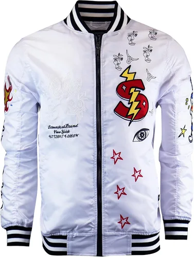 Miniatura 2 de SCREENSHOT Hip-Hop Urban NYC Fashion Bomber Jacket - Moderna chaqueta ligera para exteriores, con estampado de grafiti, con cremallera
