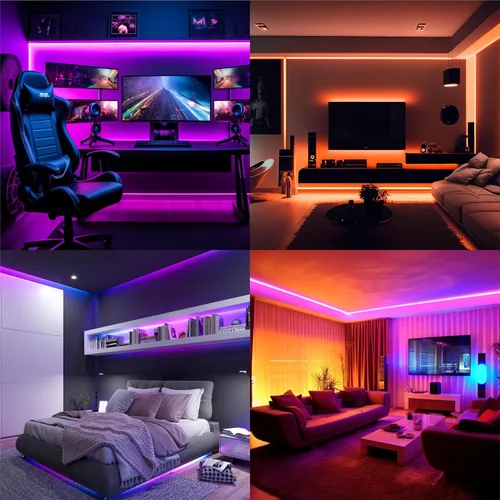 Miniatura 7 de Tira de luces LED, tira de luz RGB de 16.4 pies con control remoto y fuente de alimentación, revestimiento de poliuretano, adaptador ETL de 12 V CC