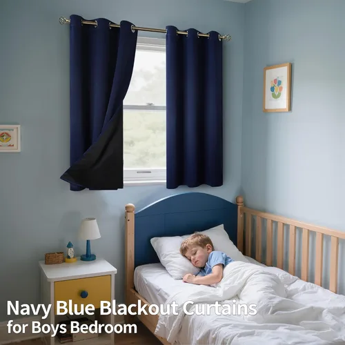 Miniatura 2 de BGment - Cortinas con aislamiento térmico para habitación, 100 % opacas, con forro negro, cortina de doble capa con ojales, reduce el ruido