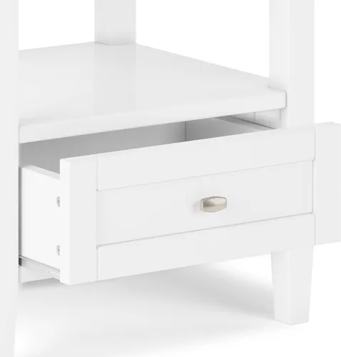 Miniatura 7 de SIMPLIHOME - Mesa lateral estrecha rectangular Warm Shaker, de madera maciza, de 14 pulgadas de ancho, estilo transicional, color negro, para sala