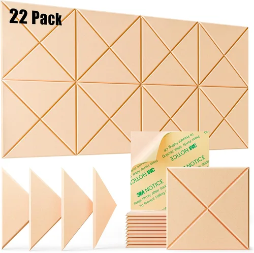 Miniatura 38 de Paquete de 22 paneles acústicos autoadhesivos, 12"X 12"X 0.4" paneles de espuma insonorizante, paneles de pared insonorizados de alta densidad