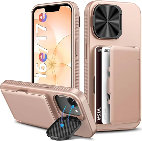 Miniatura 21 de BXYJY Funda tipo cartera para iPhone 12 Pro Max y 13 Pro Max, tarjetero (4-5 tarjetas), cubierta deslizante para cámara, protección militar contra