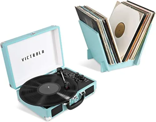 Miniatura 13 de Victrola Journey+ - Reproductor de discos portátil con Bluetooth en maleta – Altavoces integrados, reproductor de vinilos de 33-1/3, 45 y 78 RPM