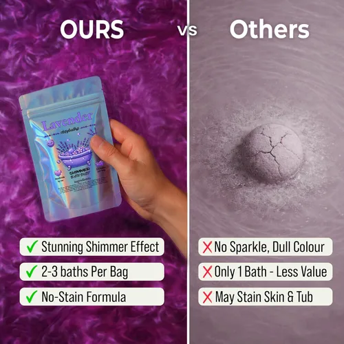 Miniatura 5 de Bomba de baño con brillo de lavanda morada en una bolsa, bombas de baño perfumadas hechas a mano para mujeres, niños y hombres, bombas de baño a