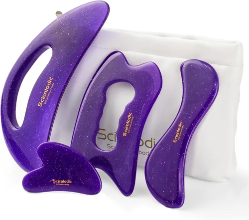 Miniatura 12 de Scienlodic Gua Sha - Herramienta de masaje con mango (resina), herramienta de raspado Guasha más grande para masaje de espalda, cuello, cara