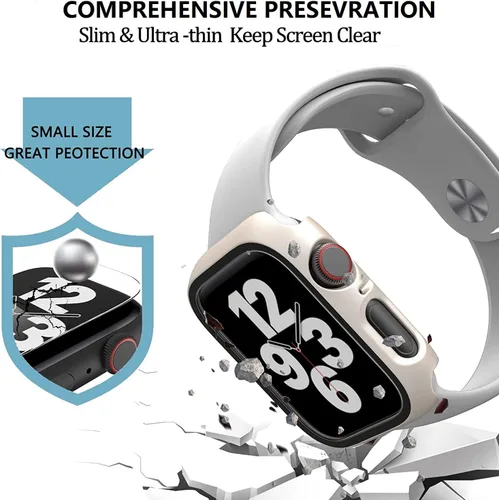 Miniatura 2 de HASDON - Paquete de 12 fundas compatibles con Apple Watch Series 9, 8, 7, de 1.772 pulgadas con protector de pantalla de vidrio templado, cobertura