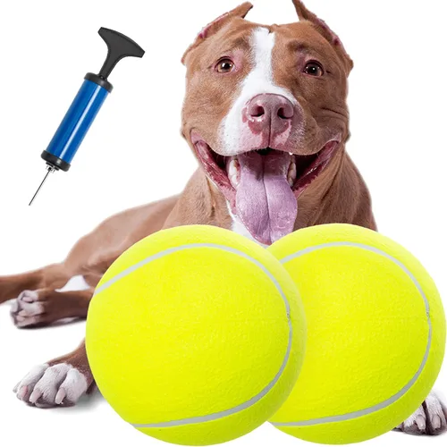 Miniatura 9 de Pelotas de tenis para perros grandes de 9.5 pulgadas, paquete de 2 pelotas de juguete para mascotas para perros pequeños, medianos y grandes