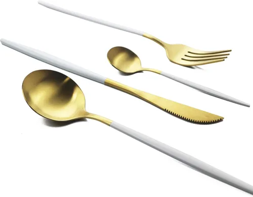 Miniatura 19 de JASHII Juego de cubiertos de acero inoxidable de 24 piezas, juego de cubiertos de servicio para 6, utensilios para cocina, aptos para lavavajillas