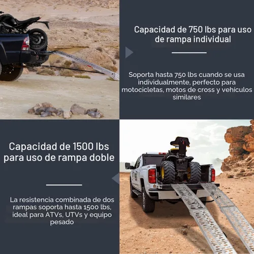 Miniatura 6 de MAXIVMAN - Rampa de aluminio para motocicleta con asa, capacidad de 750 libras, rampa plegable de 7.5 pies con correas de carga para camionetas