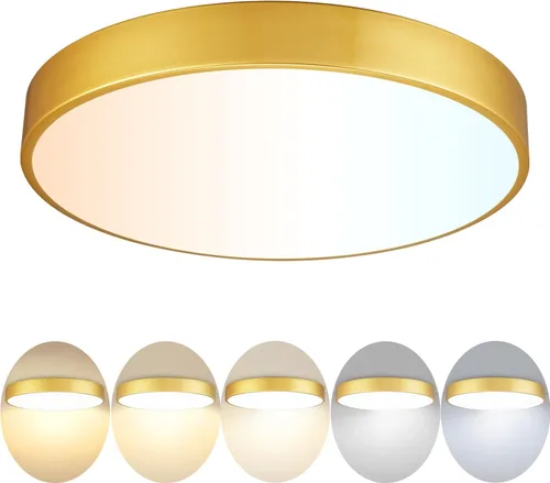 Miniatura 11 de Paquete de 3 lámparas de techo de montaje empotrado doradas LED, lámpara de techo de 24W para dormitorio, montaje en techo regulable, lámpara