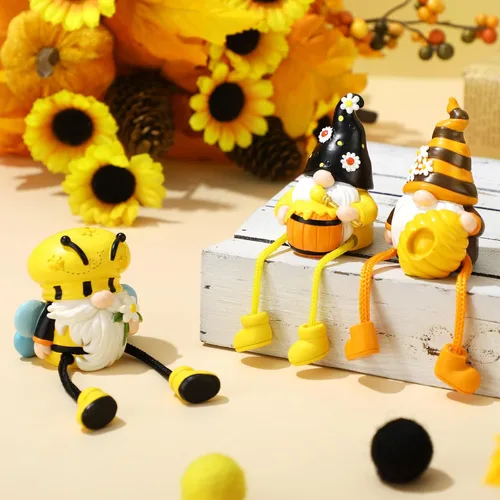 Miniatura 9 de 3 piezas de decoración de gnomo de playa con patas colgantes, bandeja escalonada costera de verano de resina oceánica para mesa, mantel y baño