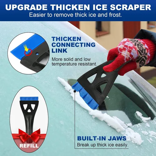 Miniatura 2 de Raspadores de hielo extensibles de 34 pulgadas para parabrisas de automóvil, cepillo de nieve 2 en 1 para automóvil, raspador de nieve