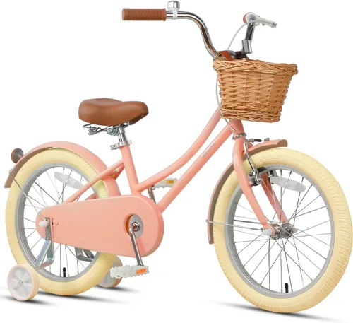 Miniatura 18 de Glerc Little Molly - Bicicleta de crucero retro para niños de 2 a 13 años de edad con cesta de mimbre y ruedas de entrenamiento/soporte, varios