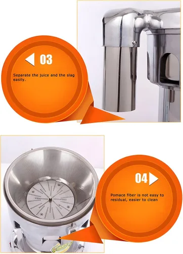 Miniatura 5 de 110V 750W Eléctrico de Acero Inoxidable Vegetales y Frutas Fabricante de Jugo Exprimidor Centrífugo Máquina de Prensa de Jugo Comercial 11.0-22.0