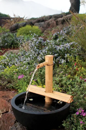 Miniatura 4 de Bamboo Accents Kit de fuente de bambú ajustable de 12 pulgadas con bomba, función de agua de bambú para cuencos, lavabos, jardines acuáticos