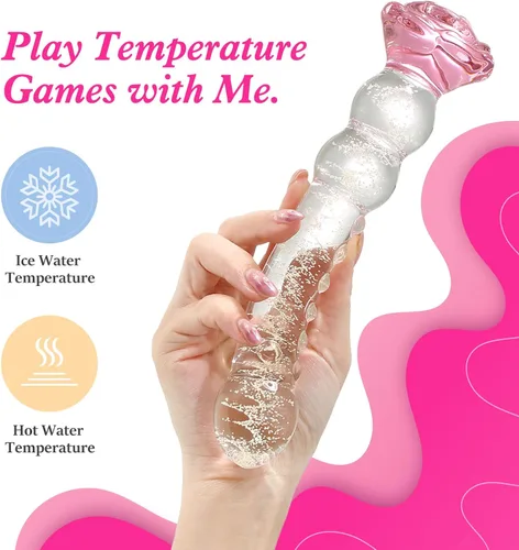 Miniatura 3 de Consolador de cristal rosa para adultos, herramienta para mujeres, consolador anal que brilla en la oscuridad, juguete de vidrio de borosilicato