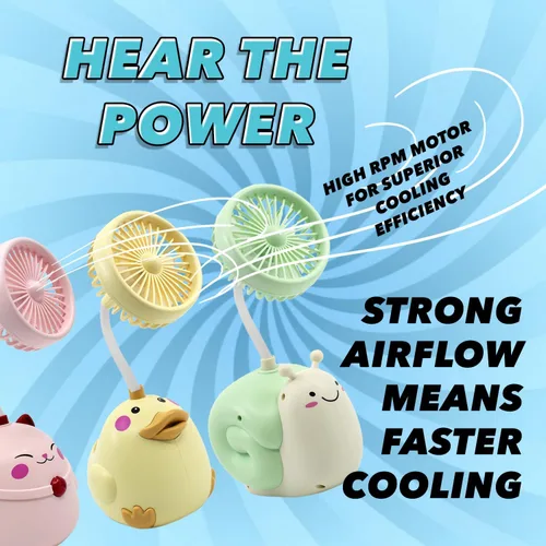 Miniatura 13 de Bonito ventilador de escritorio de pato amarillo con soporte para bolígrafo, ventilador de animales, decoración de pato para oficina, accesorios