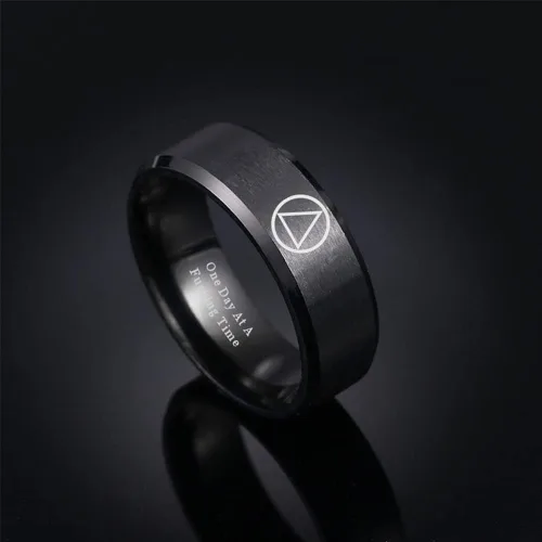 Miniatura 3 de One Day At A Time Sobriety Gifts - Anillo de acero inoxidable para mujeres y hombres, anillo de recuperación sobria, inspirador, alcohólicos