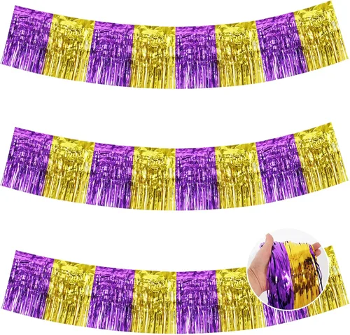 Miniatura 45 de BEISHIDA 3 Paquetes de Guirnalda de Flecos de Lámina Metálica Arcoíris Oscuro para Colgar en la Pared, Banderas de Oropiel para Halloween, Flotas