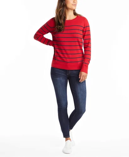 Miniatura 2 de Nautica Suéter de manga larga para mujer, 100% algodón, a rayas, cuello redondo