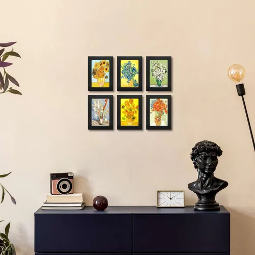Miniatura 3 de Juego de 6 marcos de fotos de 4 x 6 con cristal real para imágenes de 4 x 6 sin paspartú, marcos de fotos para galería de pared o mesa
