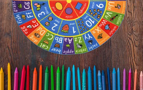 Miniatura 4 de KC Cubs Alfombra educativa antideslizante con alfabeto, números y formas de 3 x 3 pulgadas, para niños, guardería, aula, sala de juegos, guardería