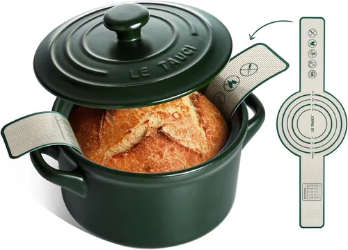 Miniatura 11 de LE TAUCI Horno holandés de cerámica de 3 cuartos - Ligero, no tóxico, no necesita curado - Apto para horno, microondas y lavavajillas, olla Rojo