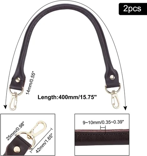 Miniatura 4 de PH PandaHall Paquete de 2 correas cortas de cuero de 15.7 pulgadas con asa de repuesto de cuero, bolsa de hombro, con hebillas giratorias doradas