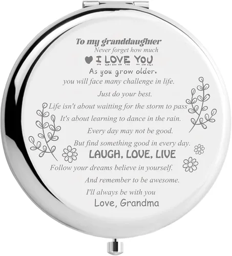 Miniatura 8 de CREATCABIN Behind You All Your Memories - Espejo de bolsillo compacto de viaje de girasol con cita inspiradora, regalo plegable de dos caras, regalo
