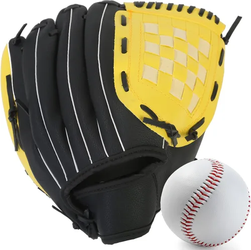 Miniatura 20 de Guante de béisbol, guante de sóftbol, guante de atrapador, cómodo guante de sóftbol y béisbol para niños, jóvenes, adultos, deportes y béisbol Negro
