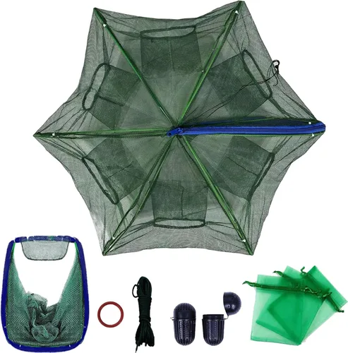 Red de Pesca Plegable para Carnada y Pececillos - Red de Pesca Duradera para Pececillos, Cangrejos, Cangrejos de Río y Camarones - Diseñada para
