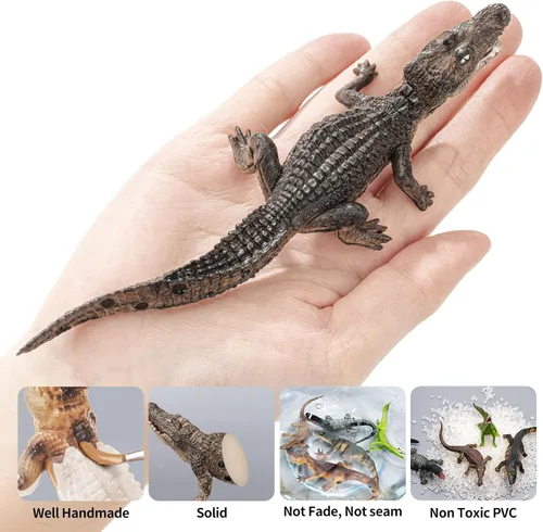 Miniatura 5 de 10 juguetes de cocodrilo, juguetes realistas de animales de cocodrilo para niños, incluyen caimán blanco, cocodrilo, figuras de cocodrilo