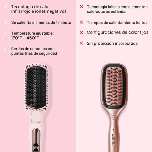 Miniatura 7 de L'ANGE HAIR Le Vite - Cepillo alisador térmico para cabello suave y antiencrespamiento, alisador eléctrico de doble voltaje, cepillo caliente
