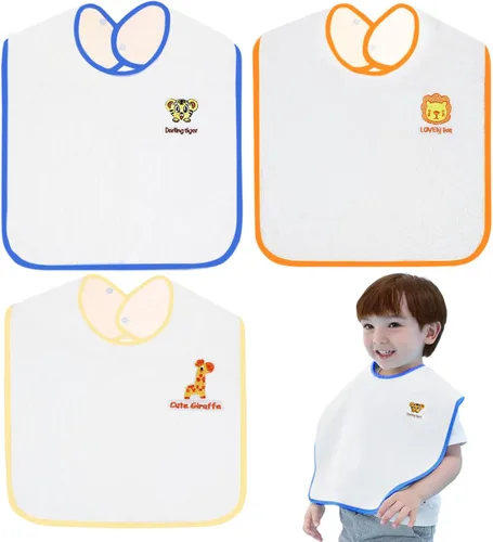 Miniatura 10 de Juego de baberos grandes para niños pequeños, ultra suaves y absorbentes, baberos para bebés para babear y alimentar