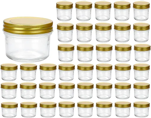 Miniatura 7 de Tarros de vidrio de 4 onzas con tapas y bandas, pequeños frascos de conservas para caviar, hierbas, gelatina, mermeladas, mini tarros de boca ancha