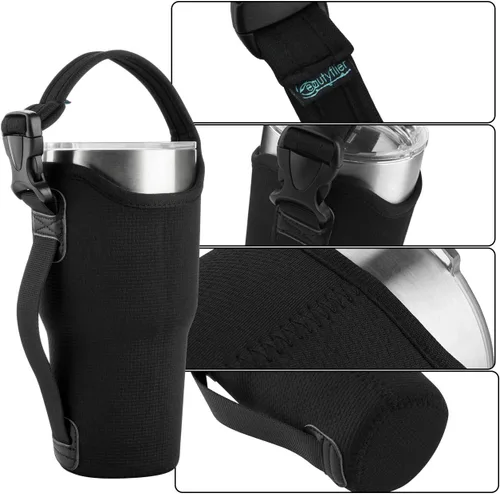 Miniatura 5 de Beautyflier Bolsa de neopreno 3 en 1 compatible con vaso de acero inoxidable YETI Rambler/Stanley IceFlow de 30 onzas, portavasos aislado