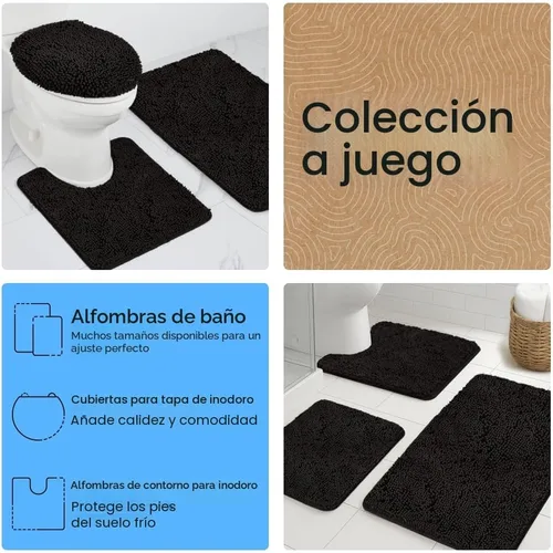 Miniatura 8 de Gorilla Grip - Tapete de baño de felpilla gruesa, suave y absorbente, secado rápido, de microfibra, con reverso de caucho, para piso de ducha, Negro
