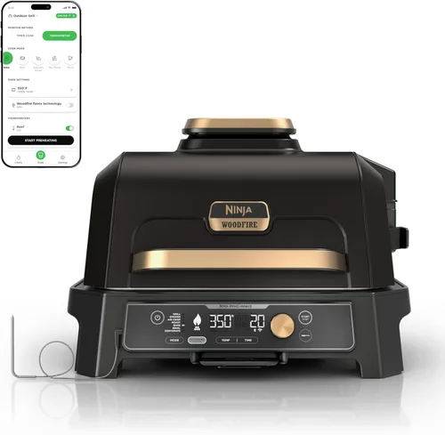 Miniatura 11 de Ninja Woodfire Pro Connect XL - Parrilla y ahumador para exteriores Bluetooth, aplicación habilitada Parrilla 7 en 1, ahumador de barbacoa, azul