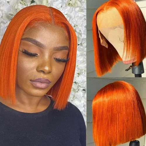 Miniatura 12 de Spotlight Pelucas de cabello humano lacio con encaje frontal de 4 x 4 para mujeres negras, densidad del 180 %, peluca con cierre de encaje virgen