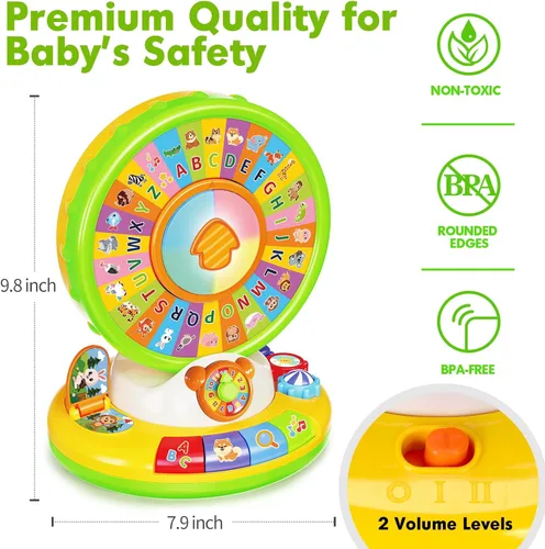 Miniatura 4 de Juguete para niños y niñas de 1, 2 y 3 años, juguetes musicales de aprendizaje para bebés que giran y cantan el alfabeto para niños pequeños