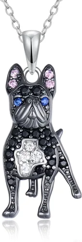 Miniatura 13 de Collares con colgante de perro de plata de ley S925 – 24 razas corgi/husky/labrador/pastor para mujer